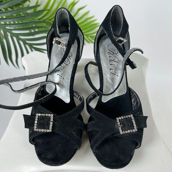 Vintage Y2K Romantic Grunge Open Toe Fairycore Leather Kitten Dance Heels / 6 - Picture 2 of 7